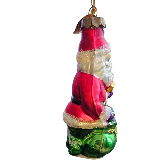 Christopher Radko Glass Santa Ornament 3" Hand Blown Painted Poland Hat Glitter - Picture 3 of 6